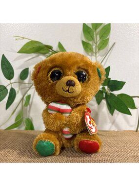 Ty Beanie Boo Bella Bear Plush Holding Candy Cane 6" Stuffed Animal Collectible